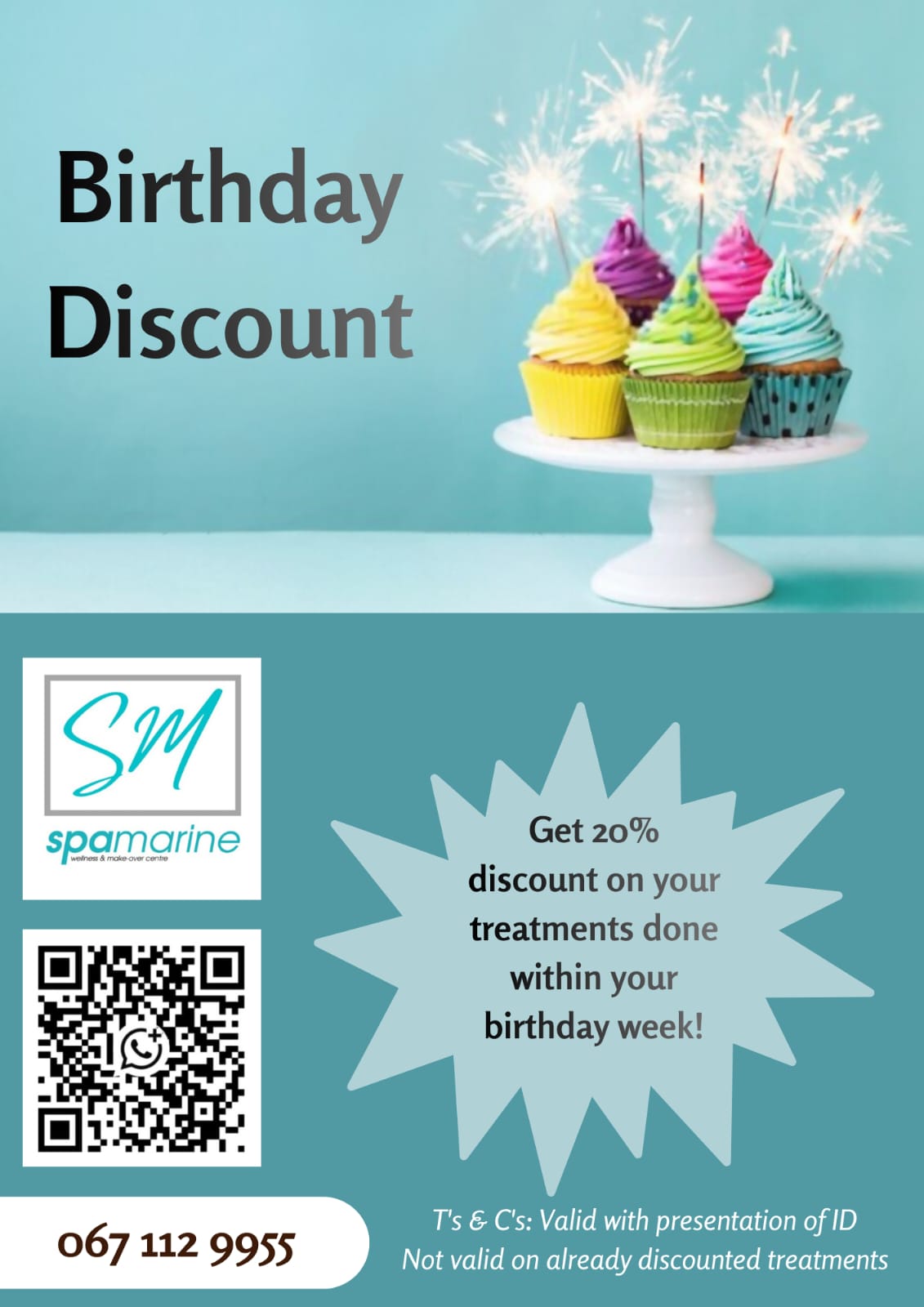 Birthday Discount - 20% discount on treatments during your birthday week