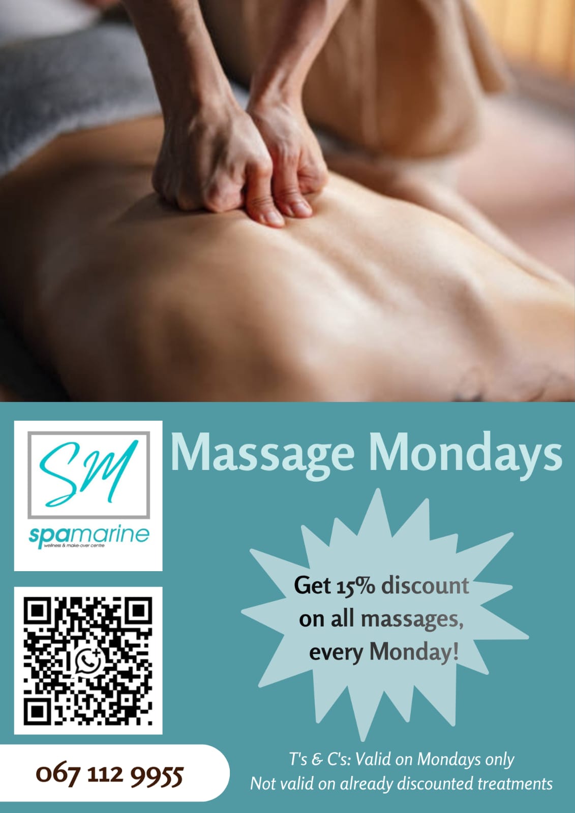 Massage Mondays - 15% discount on all massages every Monday