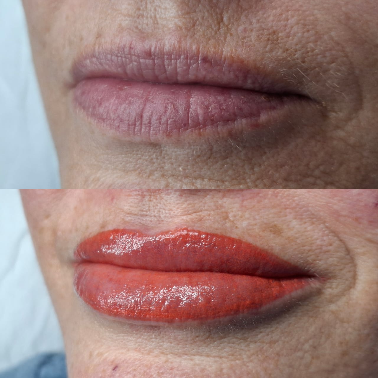 Lip blush before and after